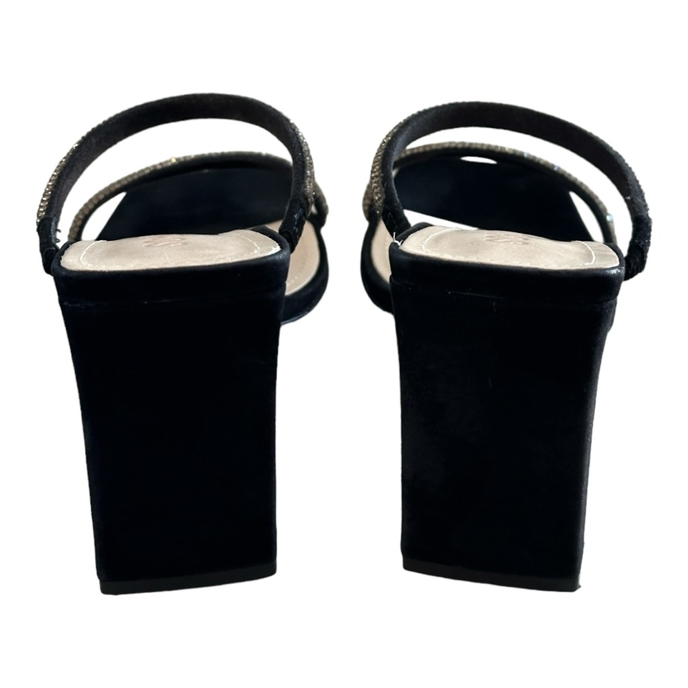 Schutz Womens Black Rhinestone Salwa Square Toe Block Heel Slip On Sandal Size 7 - Picture 6 of 11
